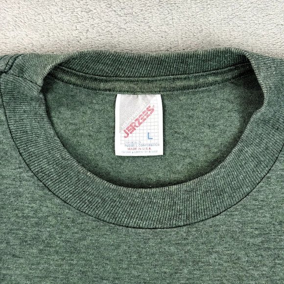 Vintage 1995 Jerzees Wild West Shirt Graphic Green Short Sleeve T-Shirt USA L - Picture 3 of 8